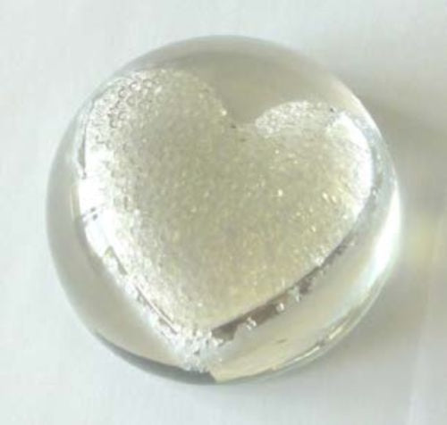Crystal Glass Half Ball Paper Weight with Heart, D 8x4cm