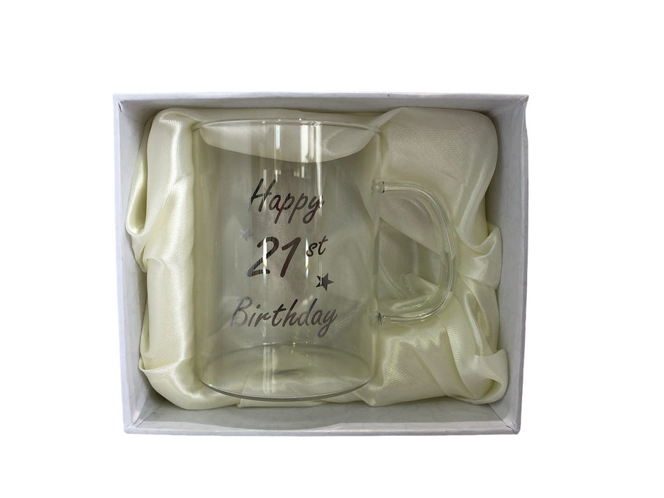 21st Birthday Printed Glass Mug