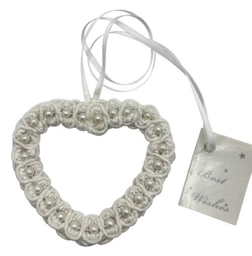 Heart Shape Knitted Pearl Lace Bridal Charm