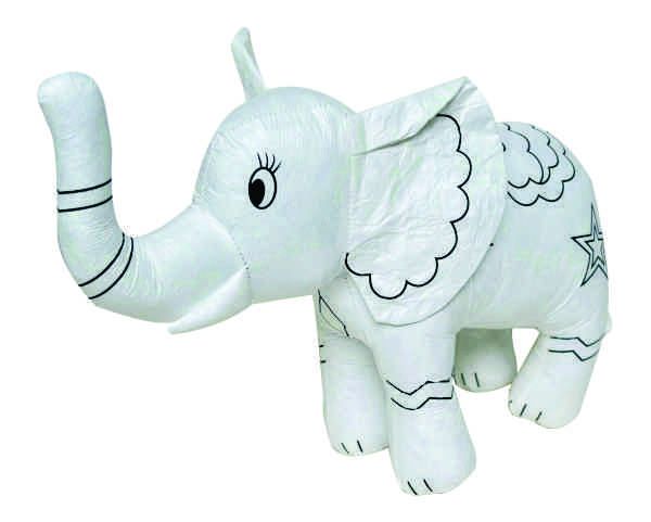 Plush Toy Elephant Colouring Kit, 26cm, Packed in PVC Bag With 4 Colour Markers