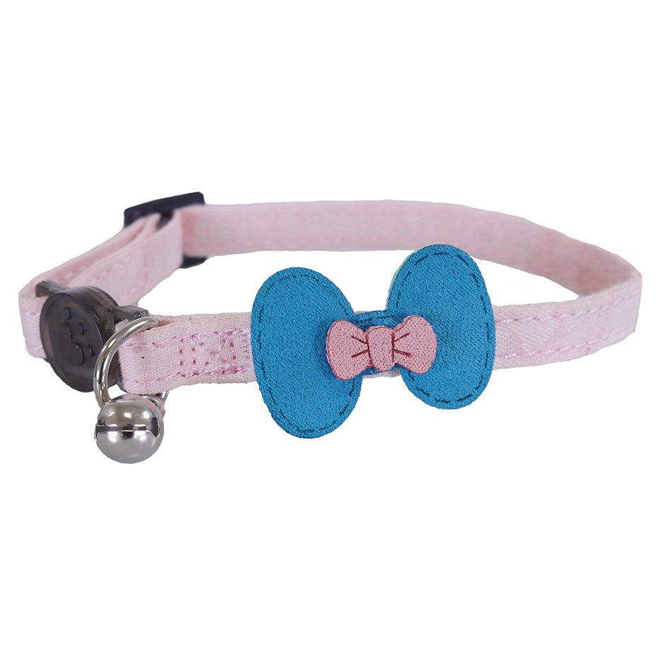 Rosewood Pink & Teal Bow Cat Collar