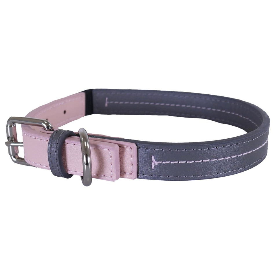 Rosewood Baby Pink/Grey Leather Collar  (2 sizes available)