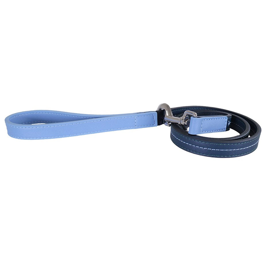 Rosewood Baby Blue/Navy Leather Lead 3/4"40"