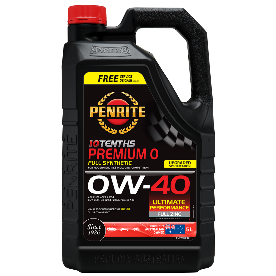 Penrite 10 Tenths Premium 0W-40 (Full Synthetic)(2 Sizes Available)