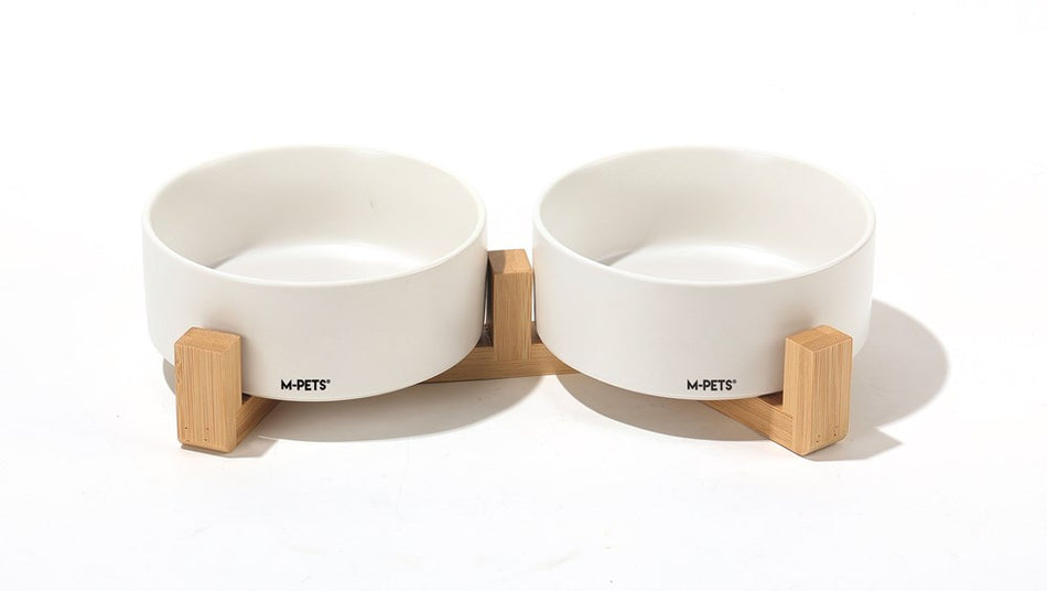 M-PETS OPERA Ceramic Bowls with Bamboo Stand