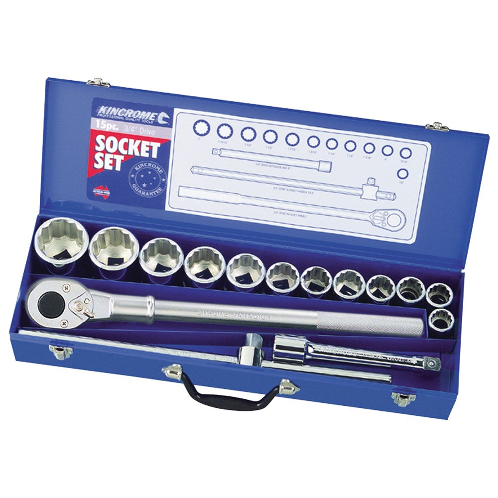 Socket Set 15 Piece 3/4" Drive - Metric