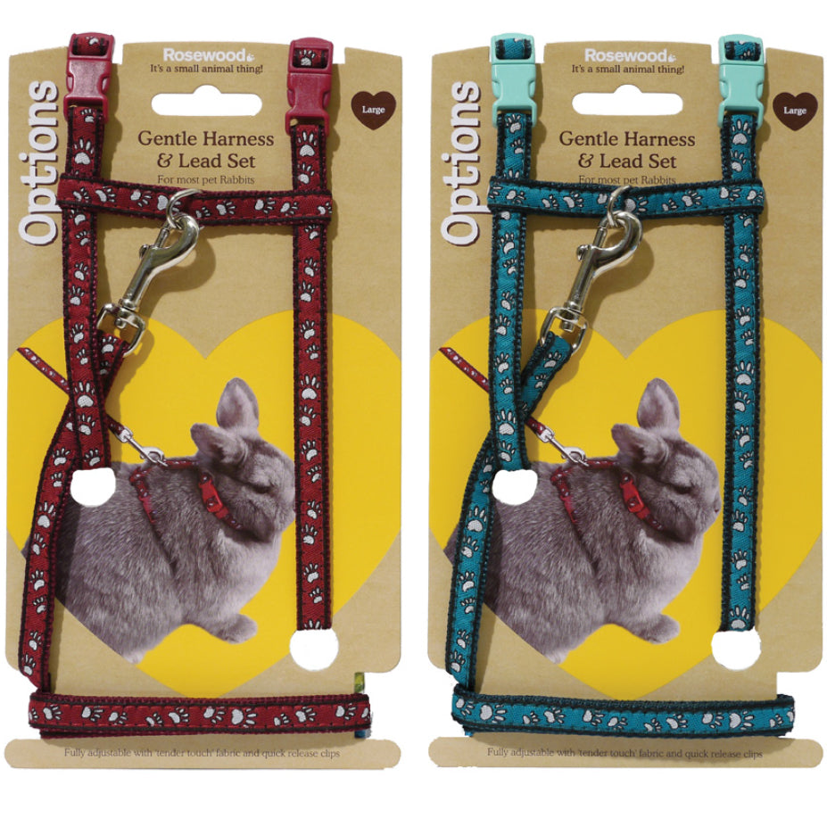 Rosewood Paw Print Harness And Lead Set - for Small Animals (2 sizes available)