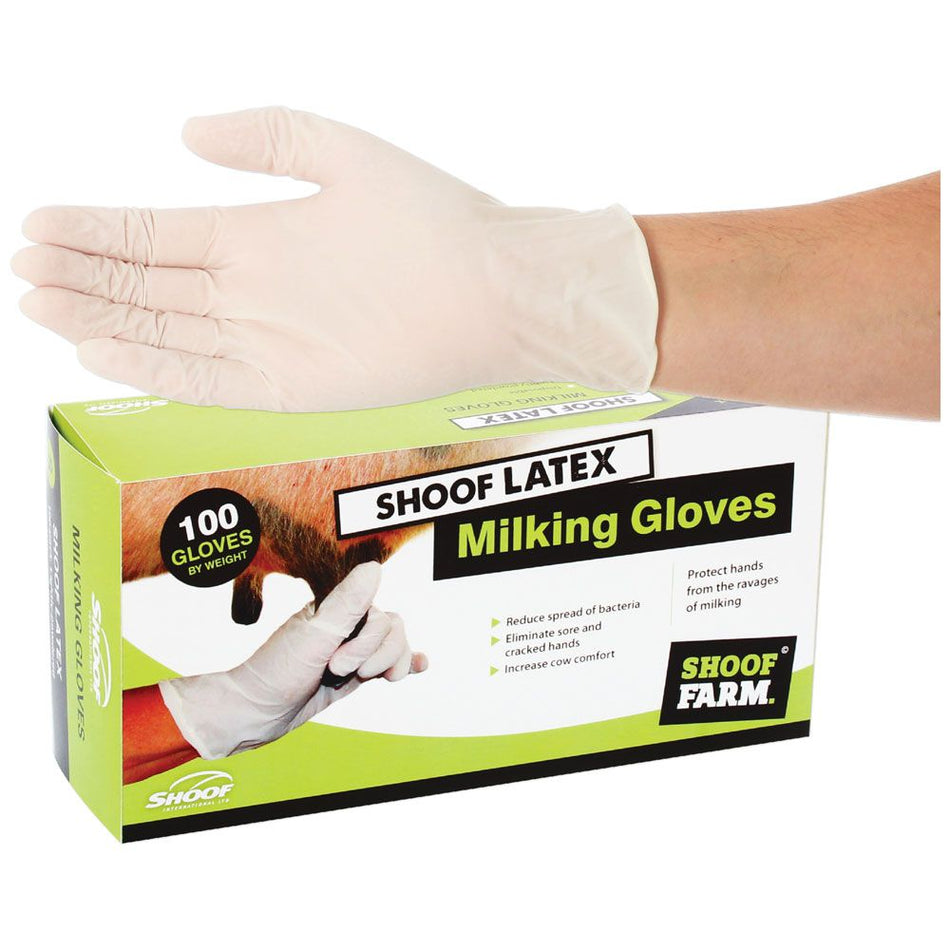 Shoof Milking Gloves Latex - Box of 100 (4 Sizes Available)