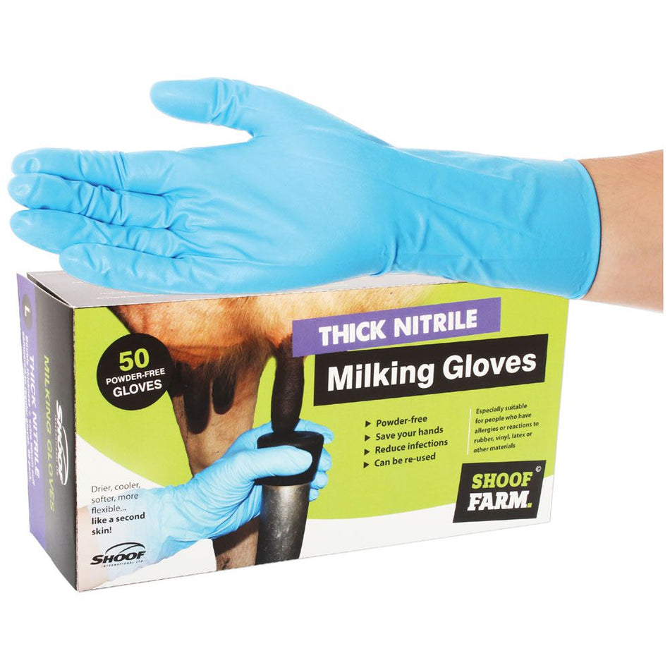 Shoof Milking Gloves Thick Nitrile - Box of 50 (4 Sizes Available)