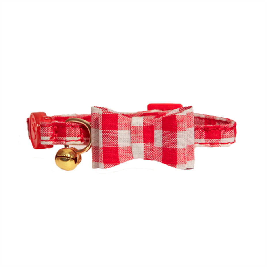 Rosewood Red Gingham Bow-Tie Cat Collar