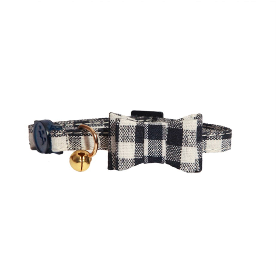 Rosewood Blue Gingham Bow-Tie Cat Collar