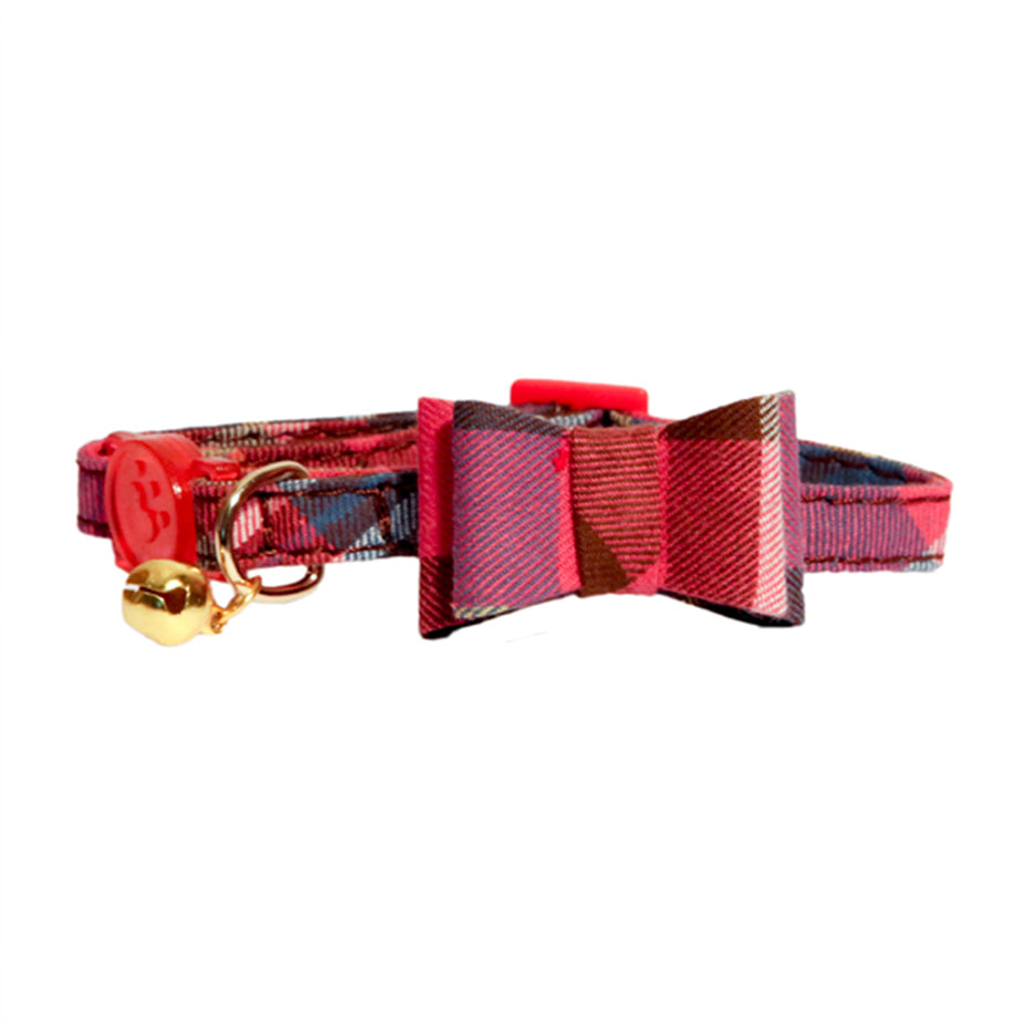 Rosewood Pinktartan Bow-Tie Cat Collar