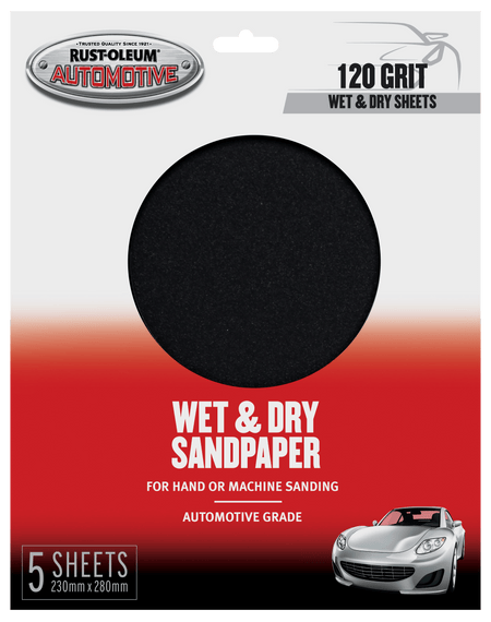 Rust-Oleum Automotive Wet & Dry Sandpaper 5 Sheets 120 Grit