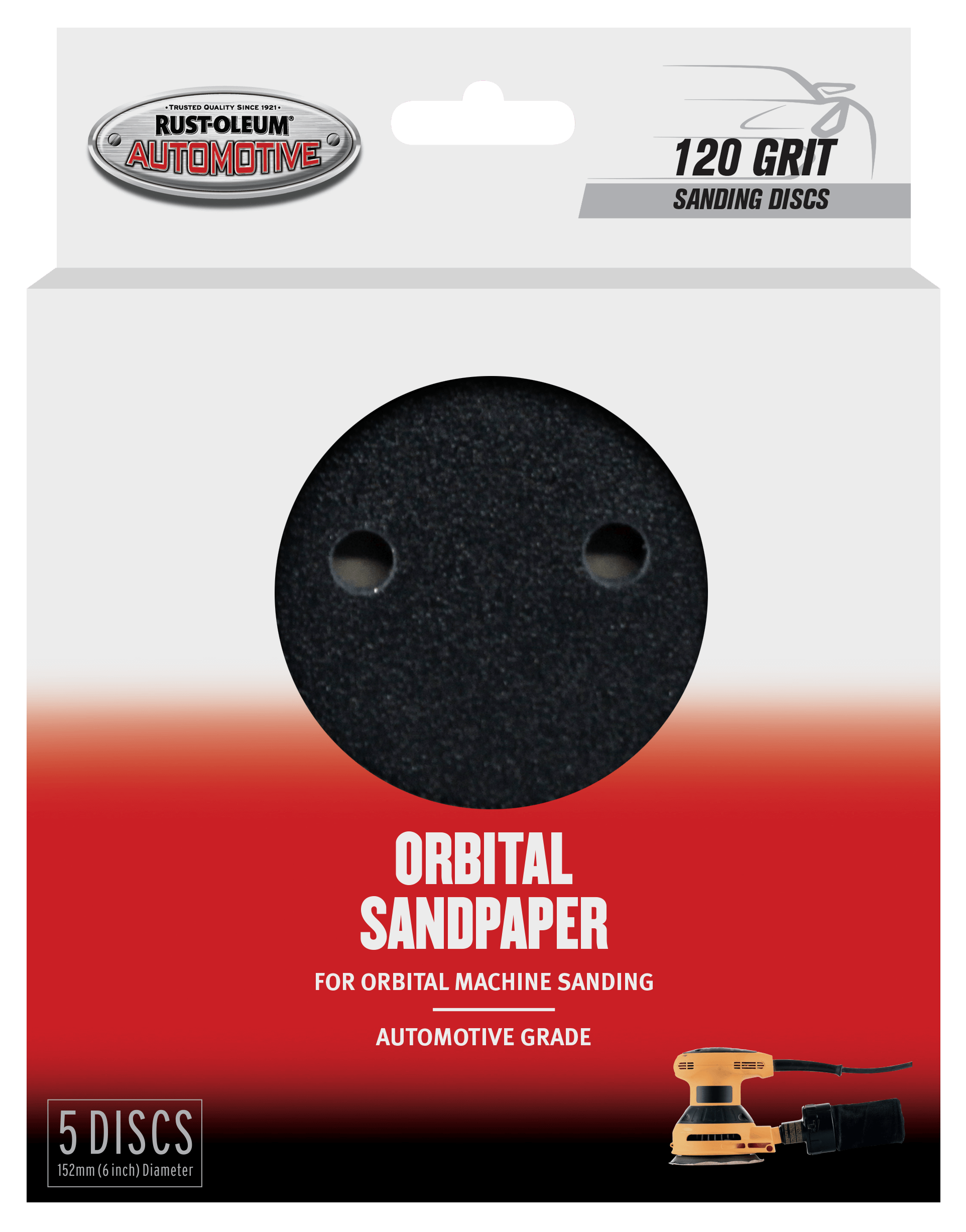 Rust-Oleum Automotive Orbital Sanding Discs 5 Sheets 120 grit