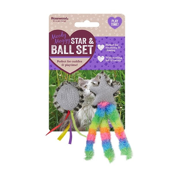 Rosewood Moody Moggy Star and Ball Set