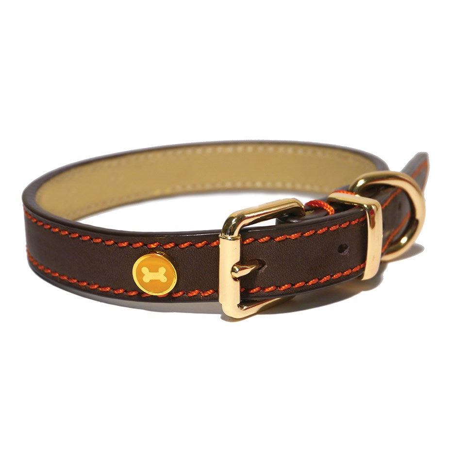 Rosewood Brown Leather Collar  (4 sizes available)