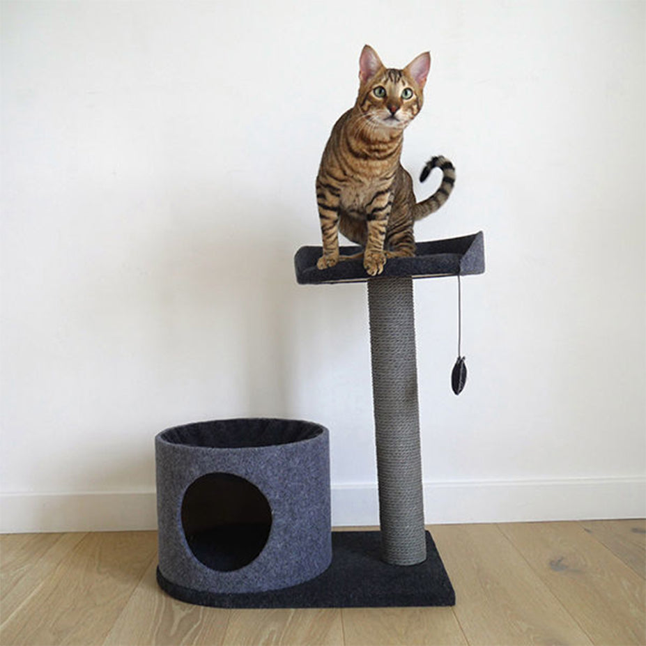 Rosewood Charcoal Felt Cat House (4 Variants Available)