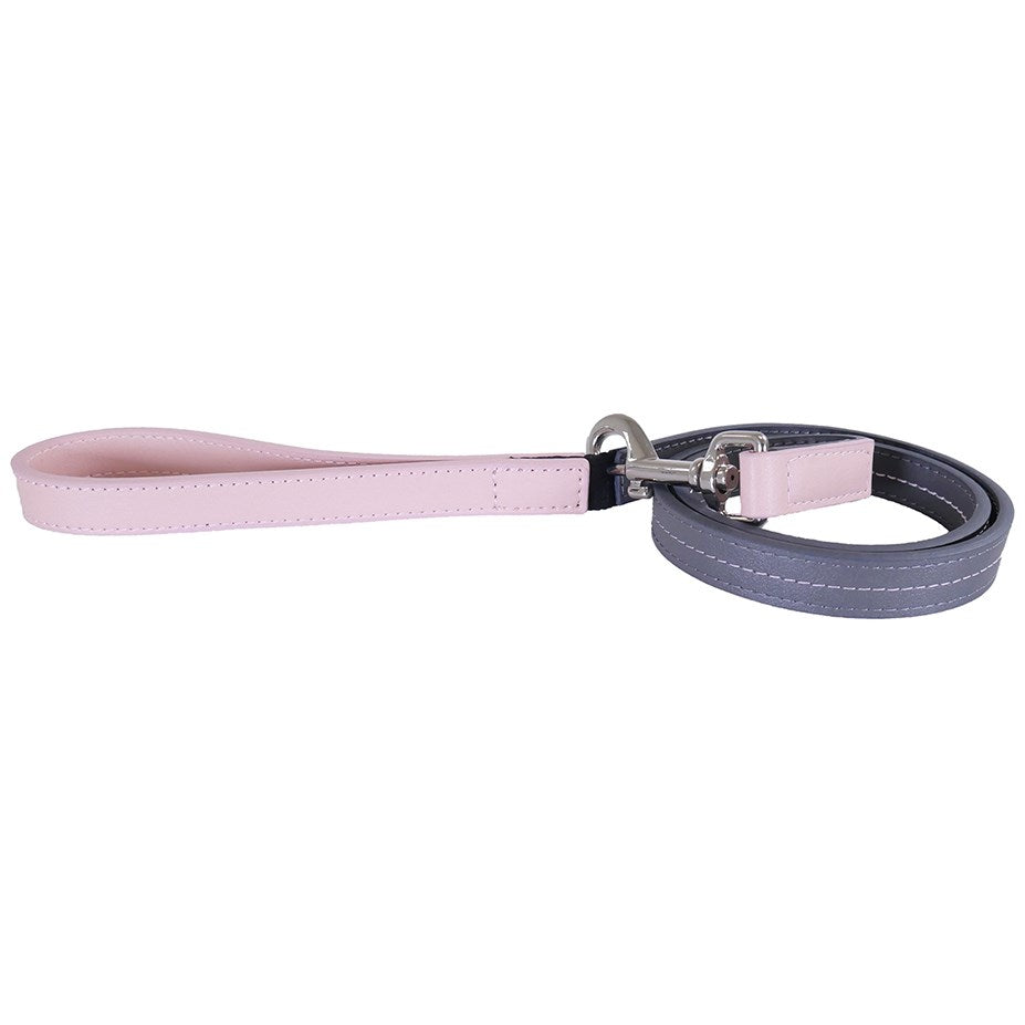 Rosewood Baby Pink/Grey Leather Lead 3/4"40"