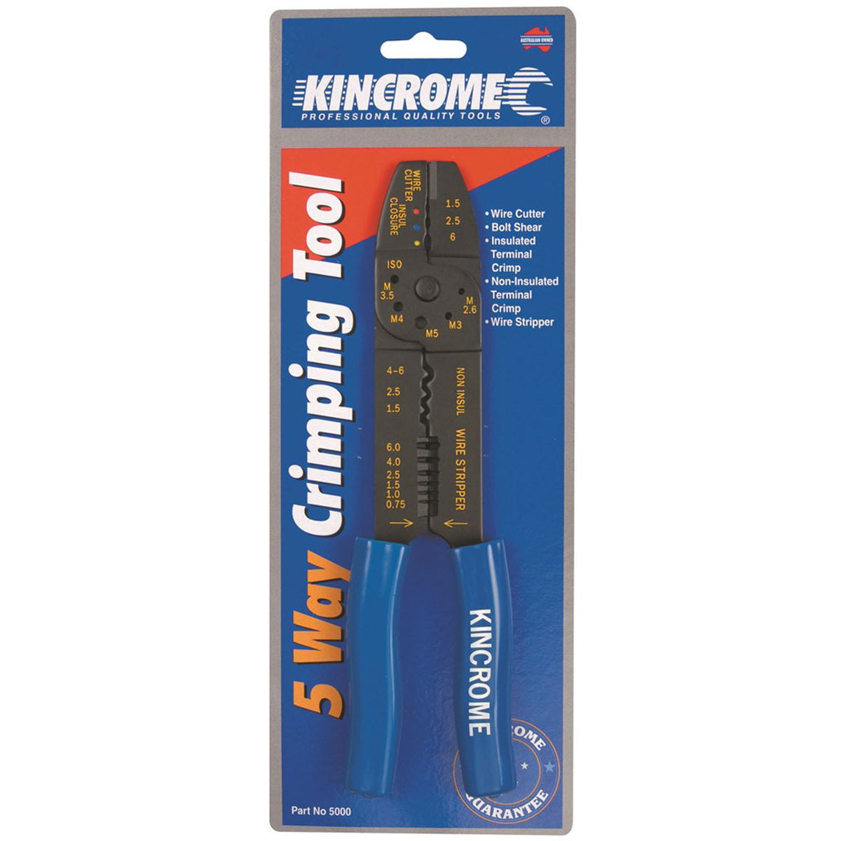 Kincrome 5 Way Crimping Pliers 225mm (9") in pack