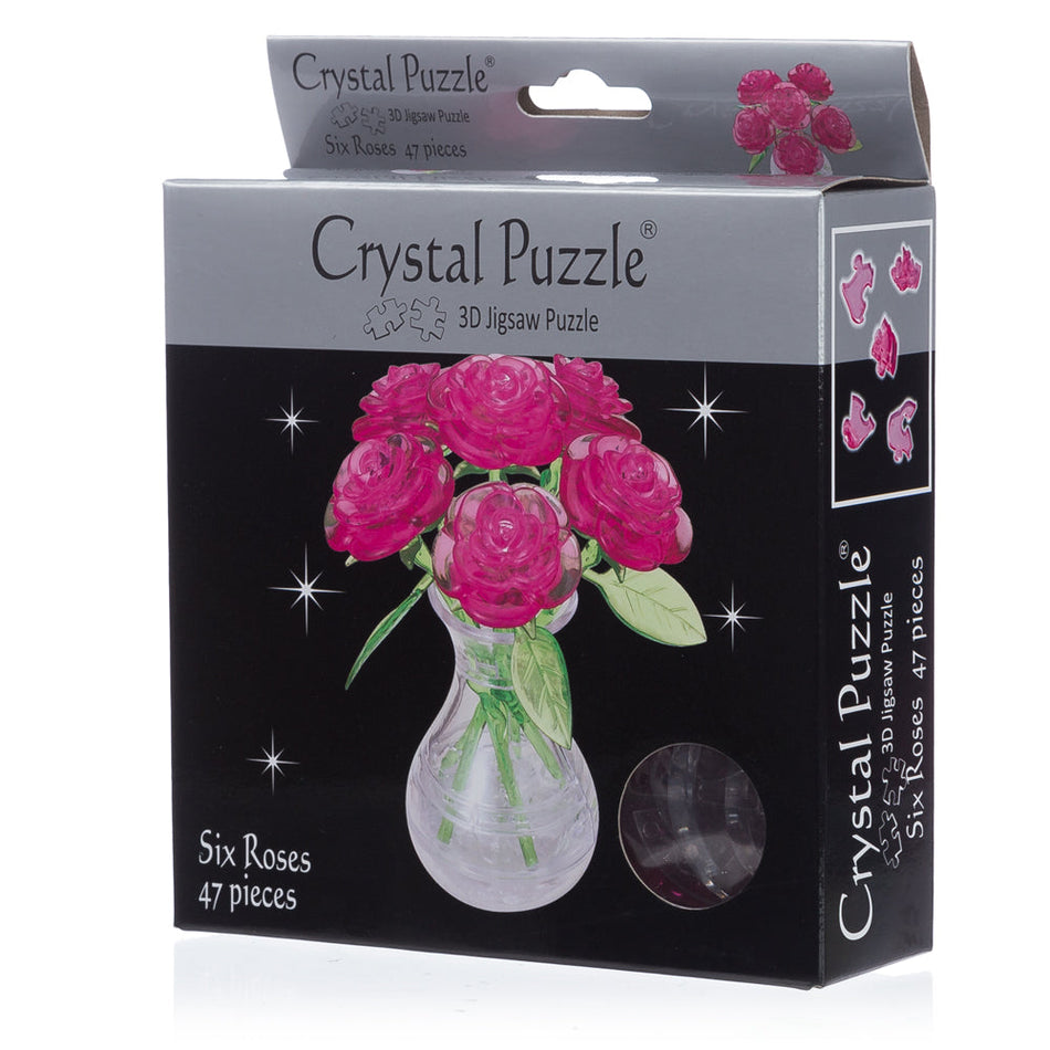 3D Pink 6 Roses Crystal Puzzle