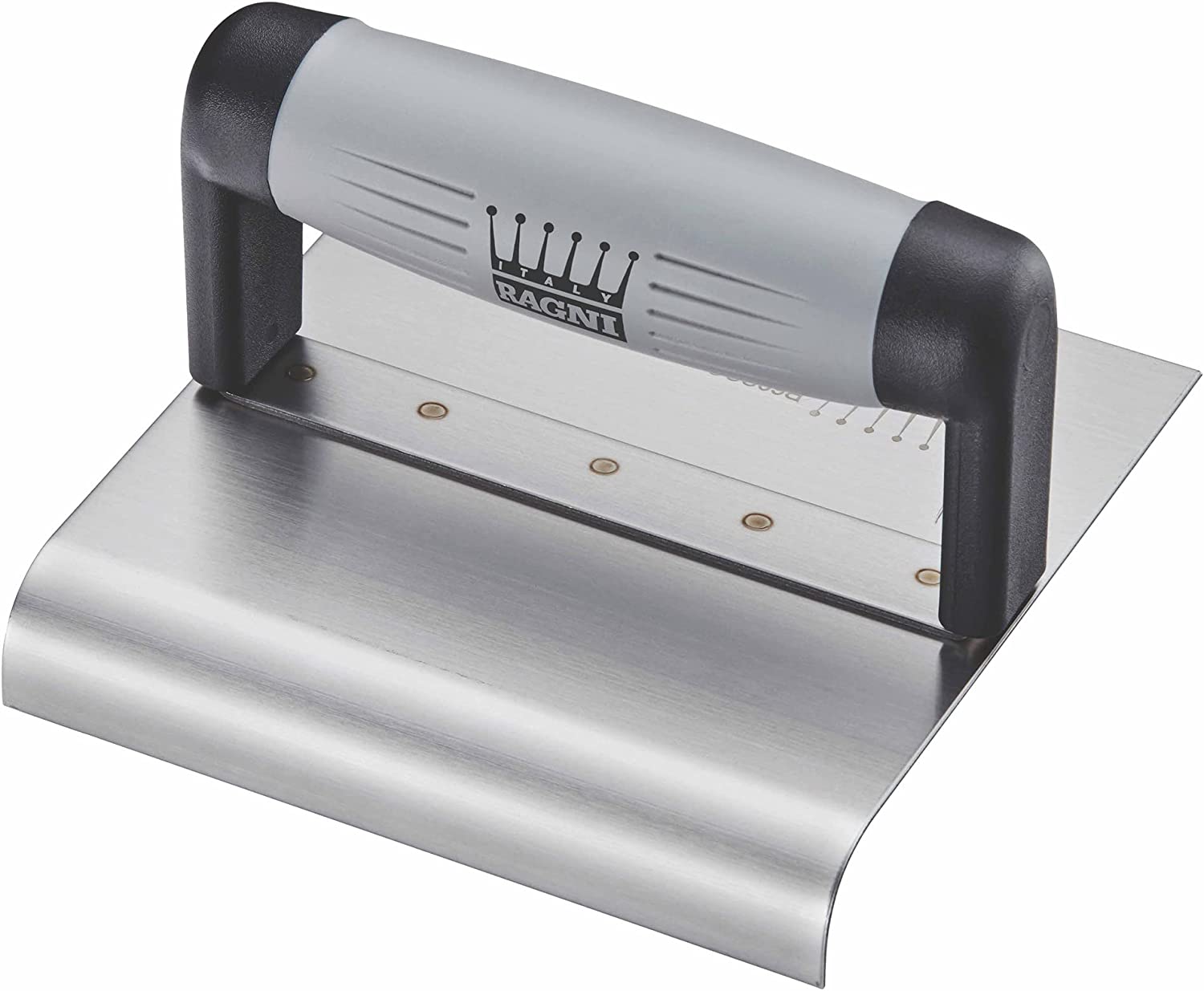 RAGNI Stainless Steel 6" x 6" Curved Edge Trowel - inside