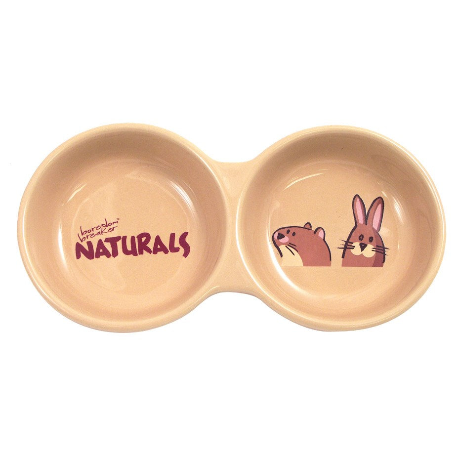 Rosewood Stoneware Double Small Animal Dish - 8.5" (Naturals)