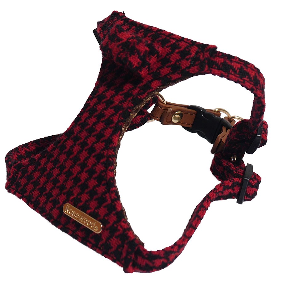 Rosewood Toy Dog Red /Blk Dogtooth Set Harness (2 sizes available)