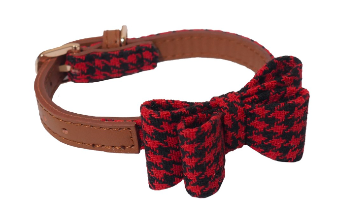 Rosewood Toy Dog Red /Blk Dogtooth Set Collar (2 sizes available)