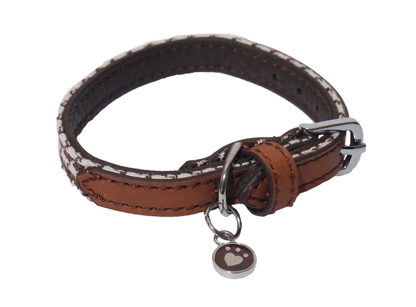 Rosewood Toy Dog Brown/Cream Dogtooth Set Collar (2 sizes available)