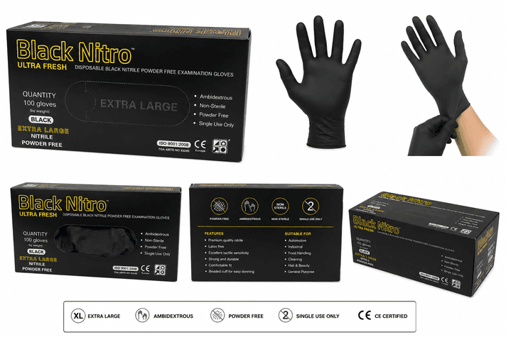 Black Nitro Ultra Fresh Gloves (3x Sizes Available)