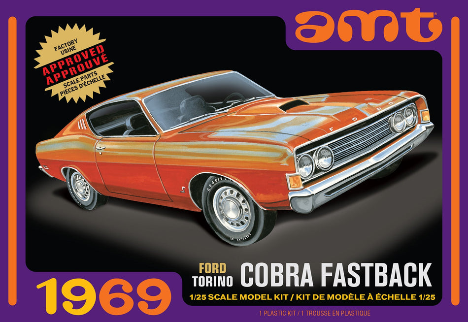 AMT1217 1969 Ford Torino Cobra Fastback 1:25 Scale Model Kit