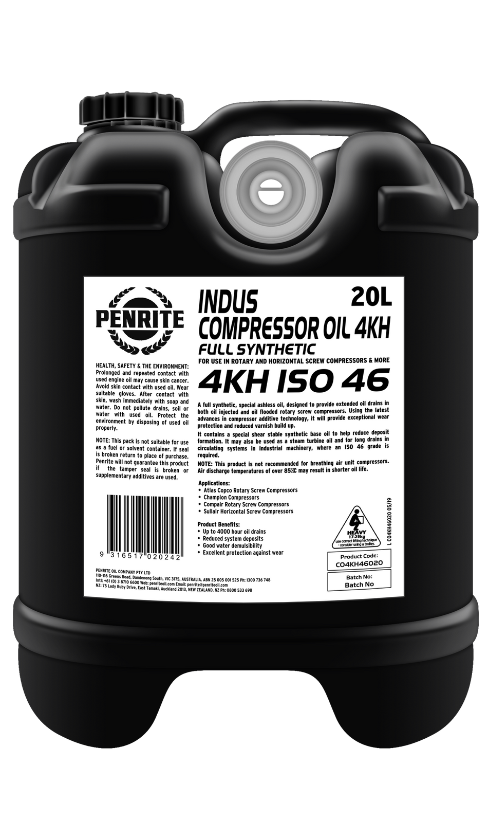 Penrite Indus Compressor Oil 4Kh Iso 46 20L
