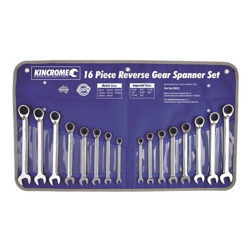 COMBINATION GEAR SPANNER SET 16 PIECE 1