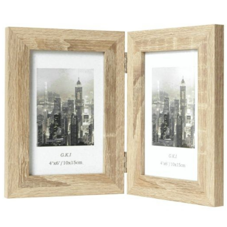 MDF Hinged Foldable Double Frame with Natural Timber Finish (2 sizes available)