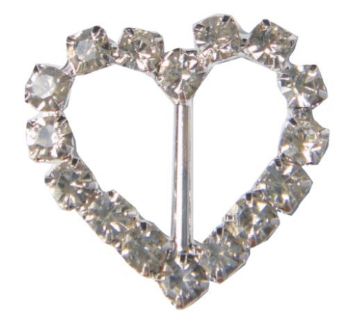 Decorative Diamante Heart Shape Buckle 2.1x1.9cm 5/pk