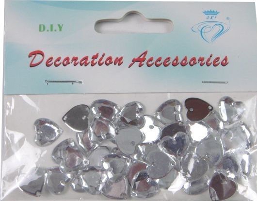 Decorative Clear Heart Shape Beads 1.2cm(D) 35/pk