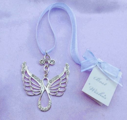 Double Angel Wings Bridal Charm, Silver