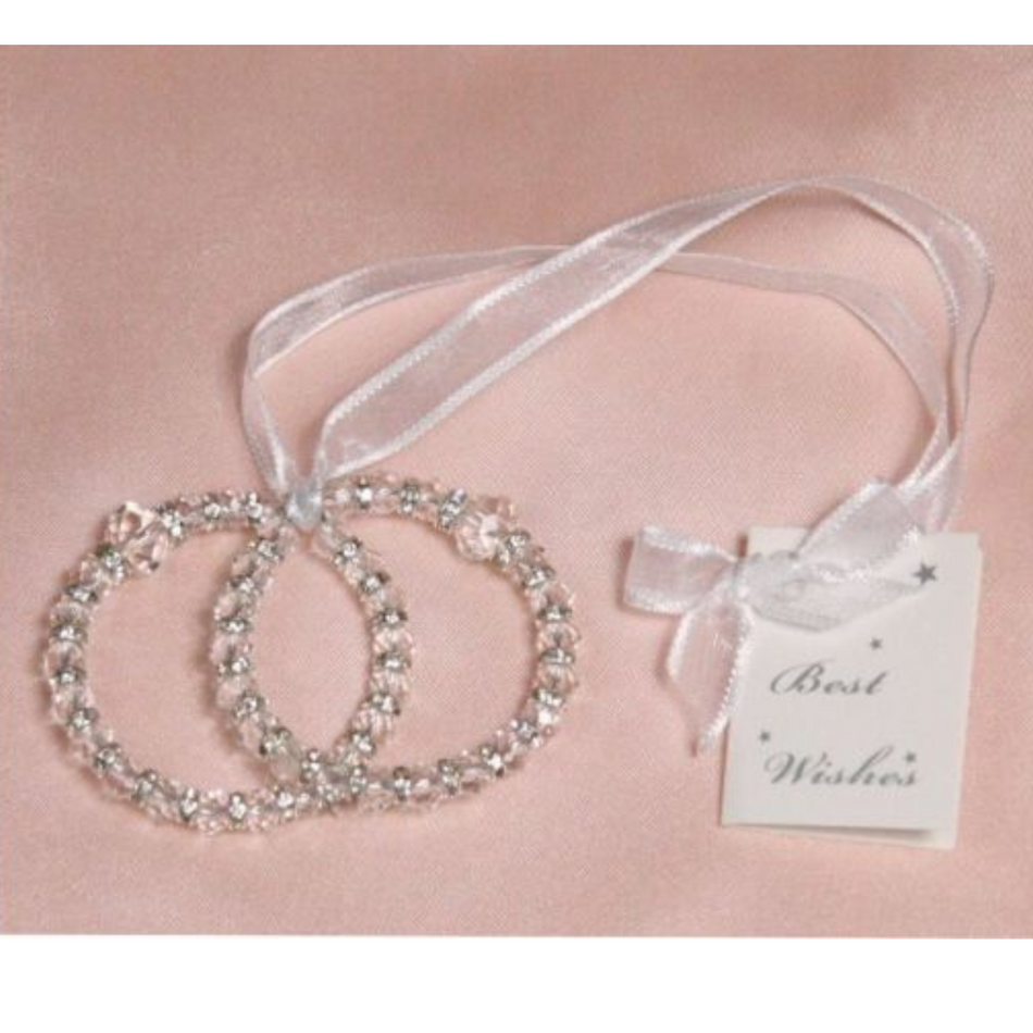 Wedding Bridal Charm Two Rings Clear Beads