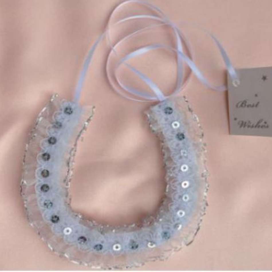 Bridal Charm with Sequin Decorated White Lacy Horseshoe