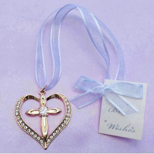Metal Diamante Cross Heart Bridal Charm (2 colours available)