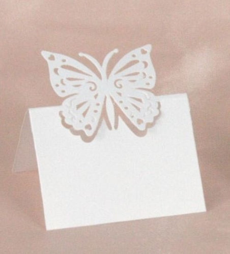 Place Card with Butterfly Design White 8x12cm 20/pk