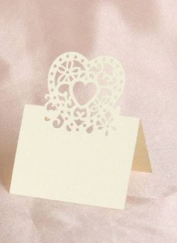 Place Card with Heart Design Ivory 8x12cm 20/pk