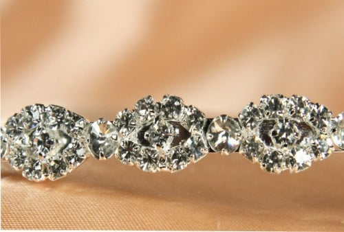 Deluxe Wave Row of Crystal and Large Center Stone Wedding Stefana, 2pcs/set