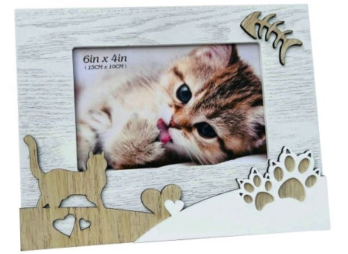 MDF Decorated Craft Photo Frame for Cat, 6" x 4"
