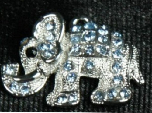 Decorative Diamante Blue Elephant Charm, 2x2.5cm