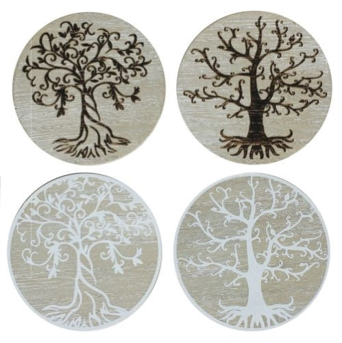 Life Tree Wooden Coaster - 4 PIECE (2 Shapes Available)