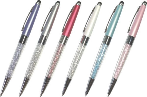 2 in 1 Touch Screen Stylus Ballpoint Pen with Bottom Crystal Body (VARIES COLOURS)