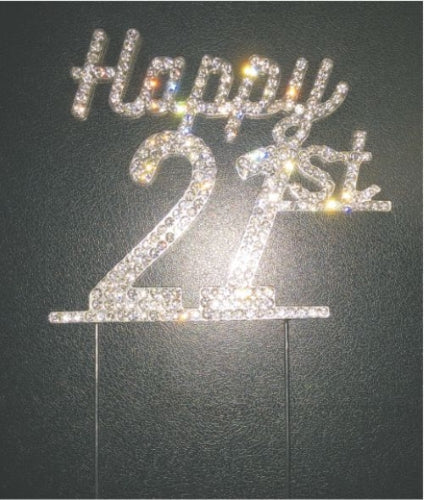Diamante Cake Topper Happy 21st Birthday, 11x18cm(H)