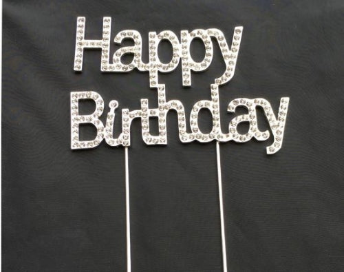 Diamante Cake Topper Happy Birthday, 11x18cm(H)