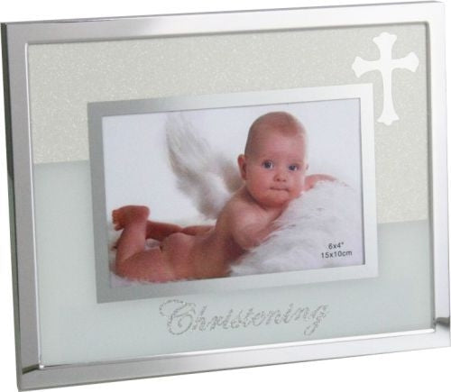 Photo Frame with Top Right Cross Christening- 6" x 4"